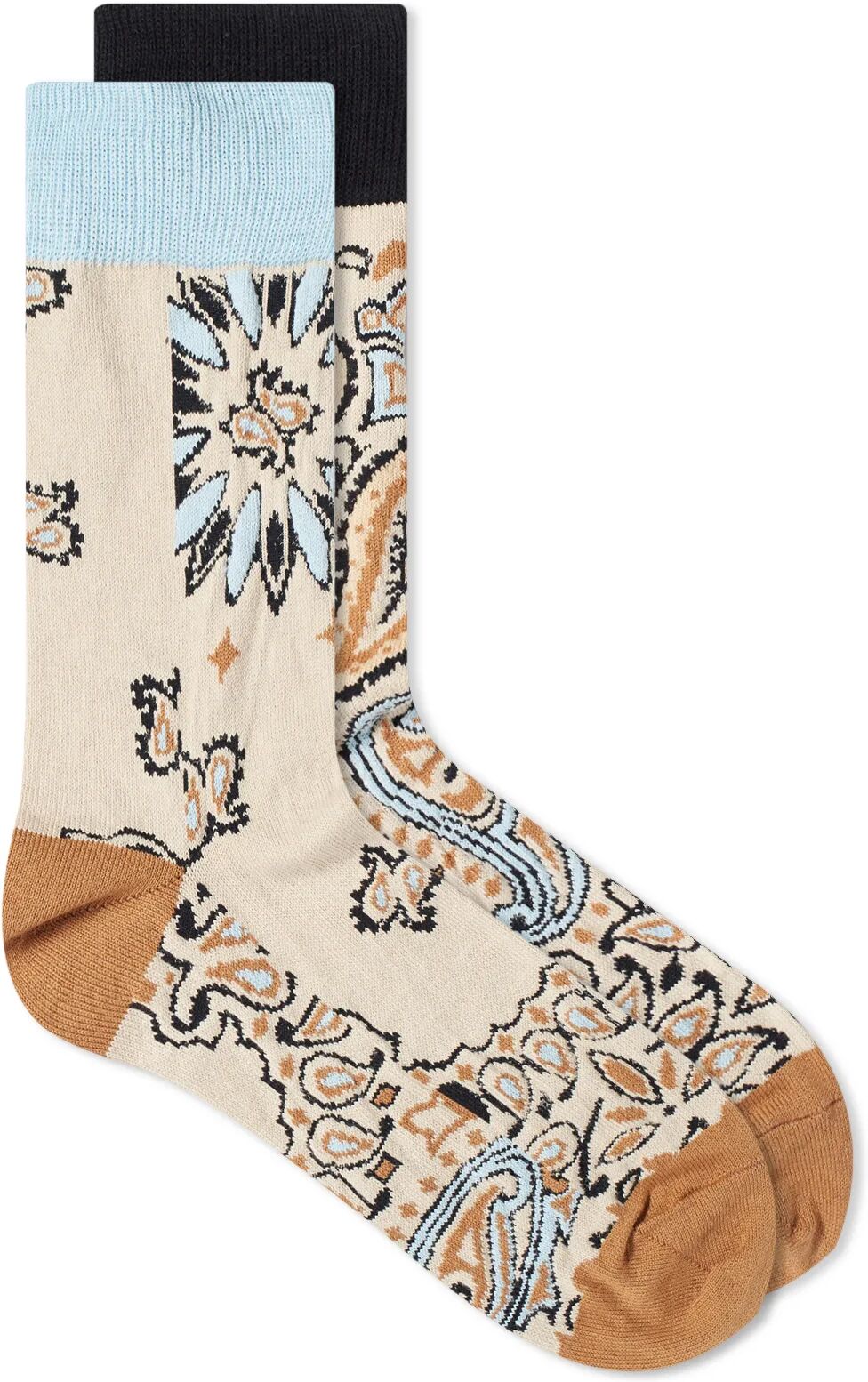 Sacai Men's Bandana Socks in Beige, Size Large