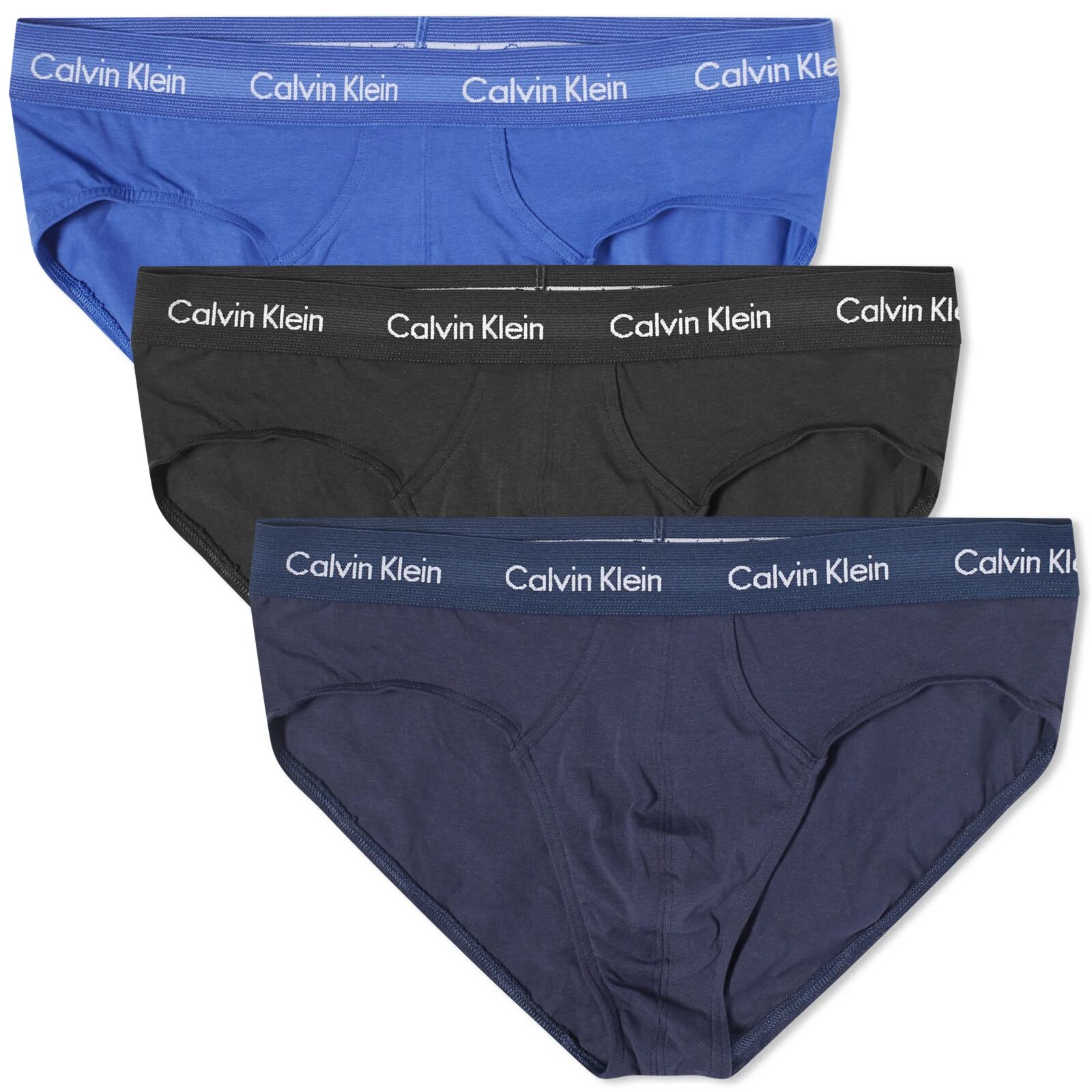 Calvin Klein Men's CK Underwear Hip Brief - 3 Pack in Black/Blue, Size Large