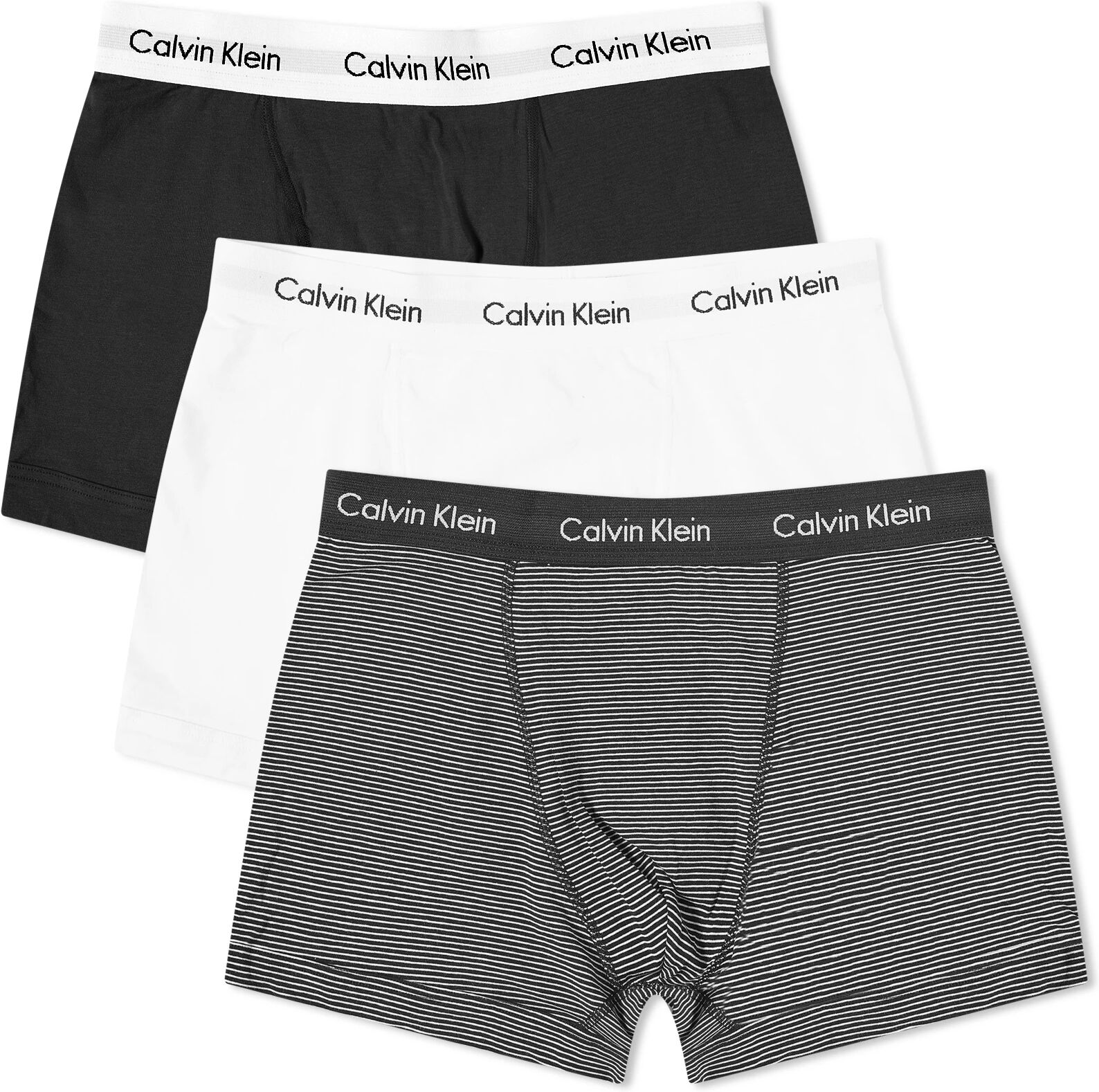 Calvin Klein Men's CK Underwear Trunk - 3 Pack in Black/White Stripes, Size X-Large