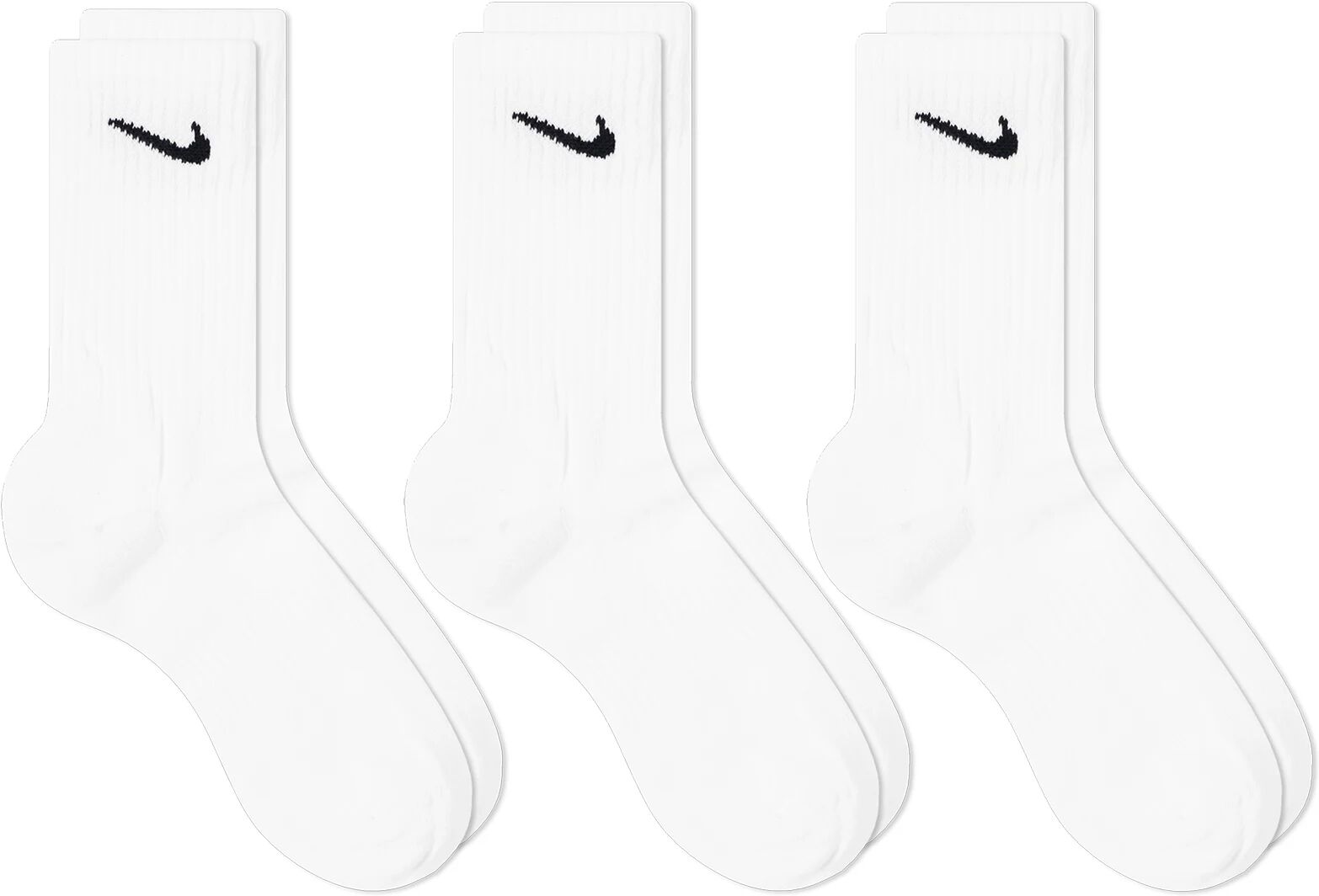 Nike Men's Cotton Cushion Crew Sock - 3 Pack in White/Black, Size Large