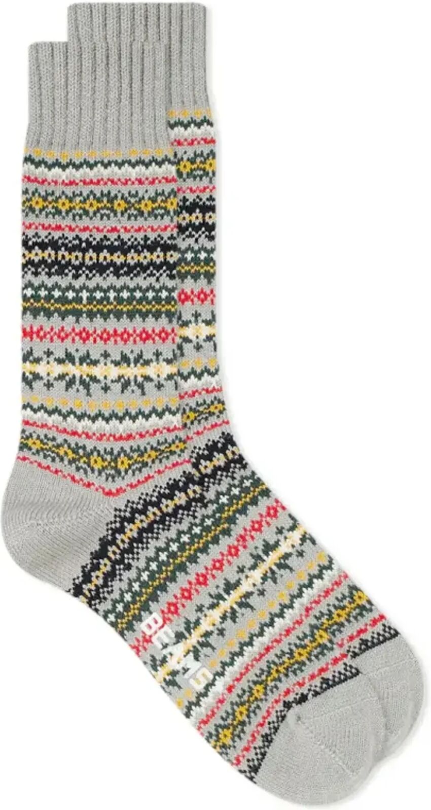 Beams Plus Men's Fair Isle Sock in Grey Base