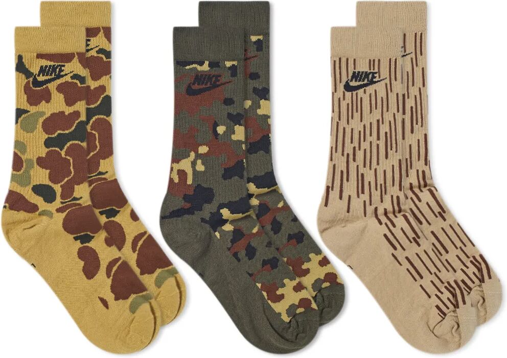 Nike Men's Everyday Essential Camo Sock - 3 Pack in Multi, Size Medium