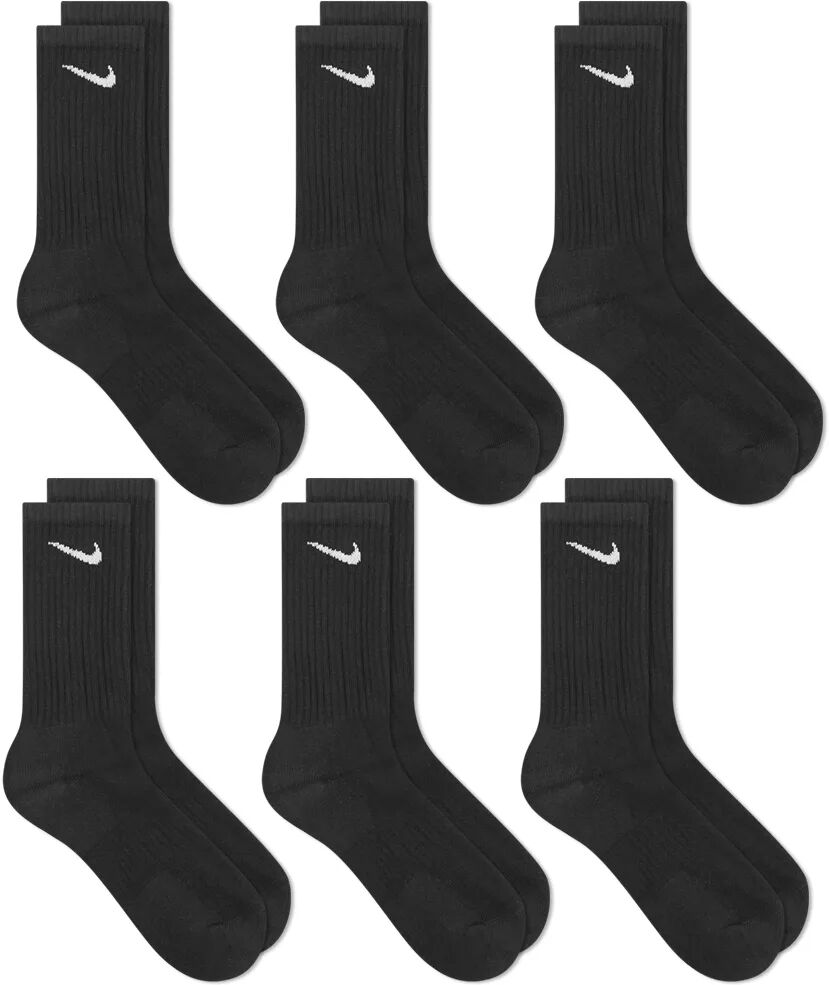 Nike Men's Cotton Cushion Crew Sock - 6 Pack in Black/White, Size Medium