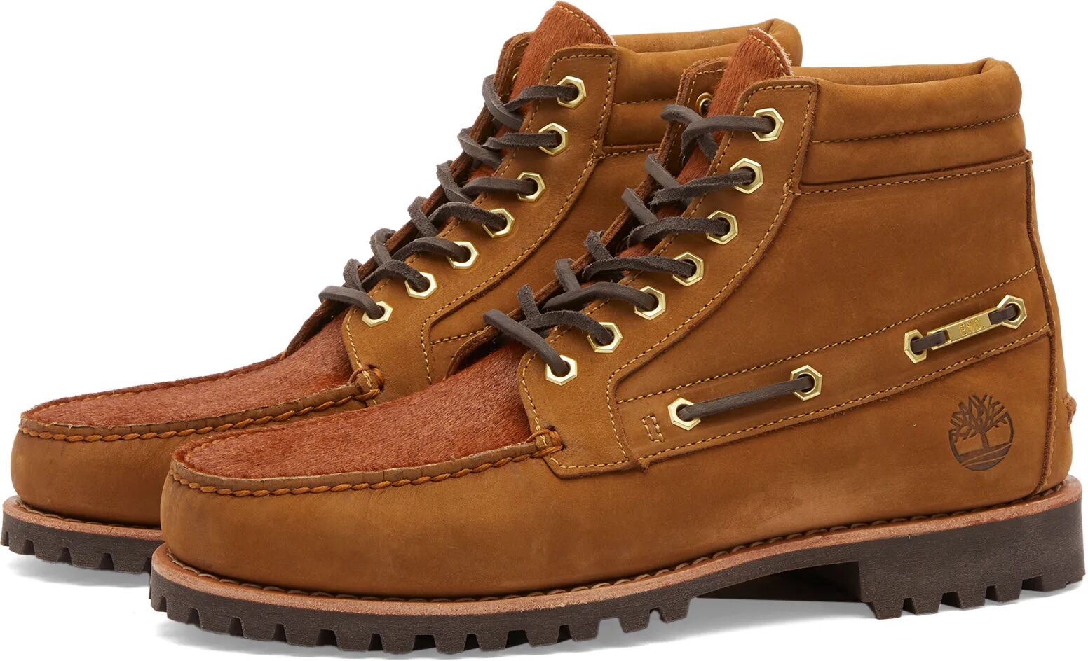 END. x Timberland Men's Authentic 7 Eye Lug Boot ‘Archive’ in Foxtrot, Size UK 11