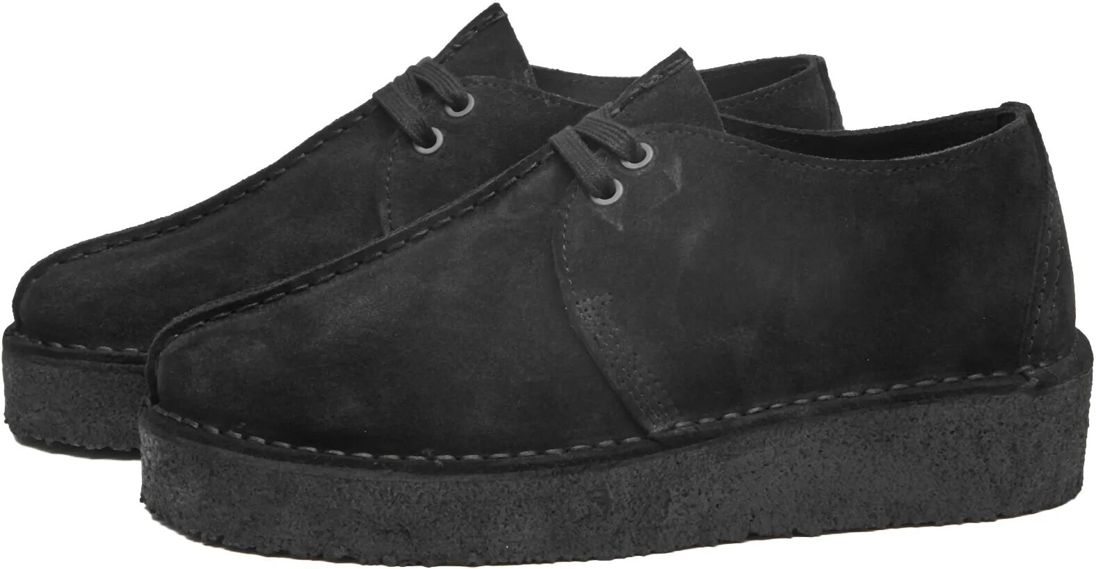 Clarks Originals Women's Trek Wedge Shoes in Black Suede, Size UK 3