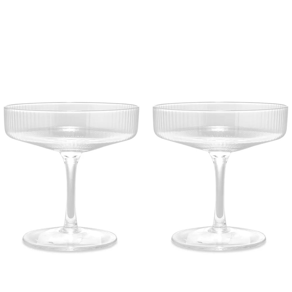 Ferm Living Ripple Champagne Saucer - Set of 2 in Clear
