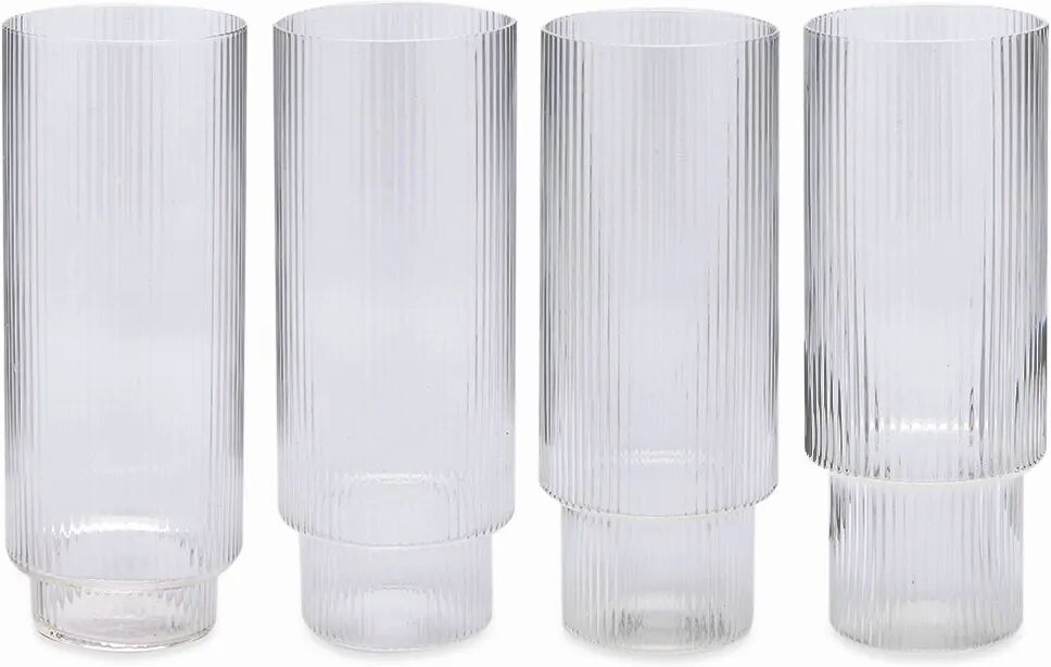 Ferm Living Ripple Long Drink Glass - Set of 4 in Clear