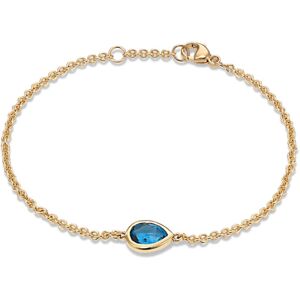 Shane Co. Cross-Faceted Topaz Bezel Bracelet (Pear), Blue, Yellow Gold Blue