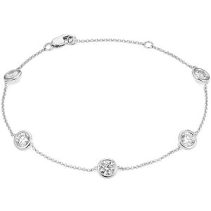 Shane Co. 2 tcw Lab-Grown Diamond Station Bracelet, White Gold White