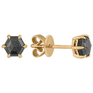 Shane Co. Hexagon Pepper Diamond Earrings in 14k, Black, Yellow Gold Black