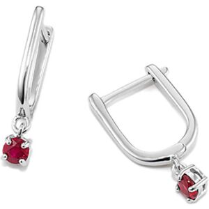 Shane Co. U-Hoop Ruby Drop Earring, Red, White Gold Red