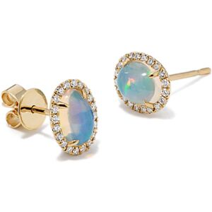 Shane Co. Portia Opal & Diamond Halo Studs, Yellow Gold Yellow Gold