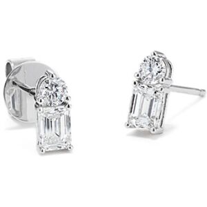 Shane Co. Round & Emerald Cut Lab-Grown Diamond Studs, White Gold White