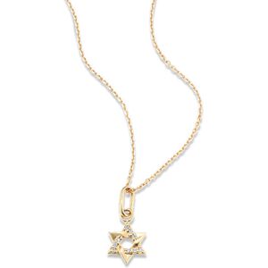 Shane Co. Diamond Accent Star of David Pendant Necklace, White, Yellow Gold, 20 - 24 White