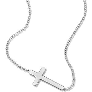 Shane Co. Sterling Sideways Cross Necklace, Sterling Silver, 18 in Silver