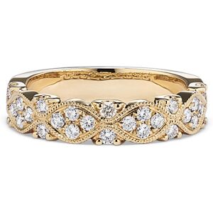 Shane Co. Brizo Diamond Band, White, Yellow Gold, 4.5 mm White