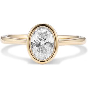 Shane Co. 1 ct Lab-Grown Diamond Bezel Engagement Ring, White, Yellow Gold, 2 mm White