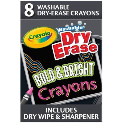 Crayola - Dry Erase Washable Crayons, Bright Colors, 8 Count Crayola - Dry Erase Washable Crayons, Bright Colors, 8 Count