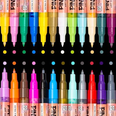 Pintar - Acrylic Paint Markers Set - Extra Fine Tip Paint Pens - Acrylic Markers Paint Pens - Pack of 24, 0.7 mm Pintar - Acrylic Paint Markers Set - Extra Fine Tip Paint Pens - Acrylic Markers Paint Pens - Pack of 24, 0.7 mm