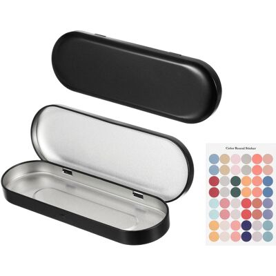 Unique Bargains - 4pcs Metal Tin Box, 6.9x2.4x0.7" Oval Hinged Lid with Self-Adhesive Sticker, Mini Storage for Candy Drawing Pin Crafts - Black Unique Bargains - 4pcs Metal Tin Box, 6.9x2.4x0.7" Oval Hinged Lid with Self-Adhesive Sticker, Mini Storage for Candy Drawing Pin Crafts - Black