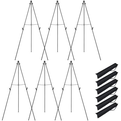 Gymax - 6-Pack Tripod Display Easels w/Movable Card Slots Anti-slip Foot Pads Carry Bags - Black Gymax - 6-Pack Tripod Display Easels w/Movable Card Slots Anti-slip Foot Pads Carry Bags - Black