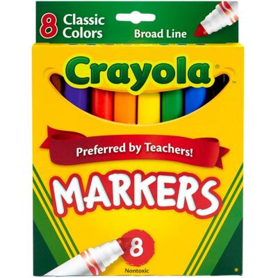 Crayola - Broad Line Markers Classic Colors 8 Classic Colors - Assorted Crayola - Broad Line Markers Classic Colors 8 Classic Colors - Assorted