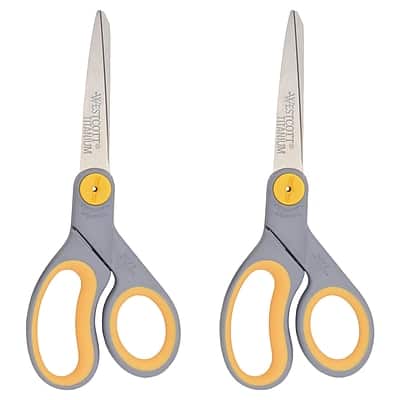 Westcott - Titanium Bonded 8" Titanium Heavy Duty General Purpose Scissor, Pointed Tip, 2/Pack - Gray/Yellow Westcott - Titanium Bonded 8" Titanium Heavy Duty General Purpose Scissor, Pointed Tip, 2/Pack - Gray/Yellow