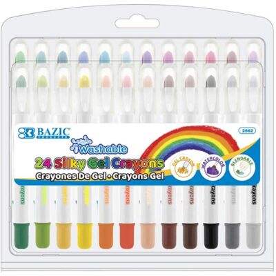 BAZIC Products - Washable Silky Gel Crayons, 24 Colors BAZIC Products - Washable Silky Gel Crayons, 24 Colors