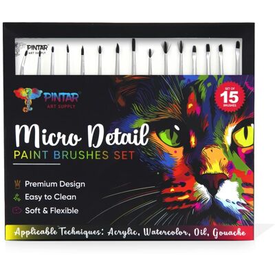 Pintar - 15-Piece Fine Detail Paint Brushes for Acrylic Painting - Watercolors - Crafts - Models & Face Painting Pintar - 15-Piece Fine Detail Paint Brushes for Acrylic Painting - Watercolors - Crafts - Models & Face Painting