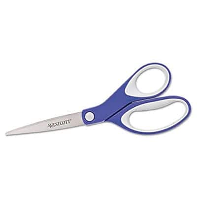 Westcott - Straight KleenEarth Soft Handle Scissors, 8" length - Blue/Gray Westcott - Straight KleenEarth Soft Handle Scissors, 8" length - Blue/Gray