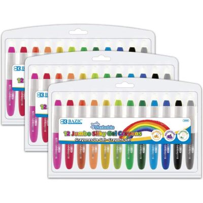 BAZIC Products - Washable Jumbo Silky Gel Crayons, 12 Per Pack, 3 Packs BAZIC Products - Washable Jumbo Silky Gel Crayons, 12 Per Pack, 3 Packs
