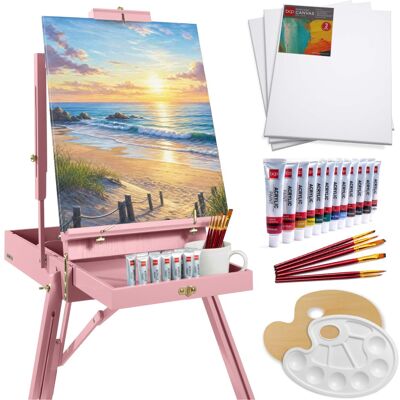 Best Choice Products - Art Easel for Painting, Portable Adjustable Tripod with 32-Piece Art Set - Pink Best Choice Products - Art Easel for Painting, Portable Adjustable Tripod with 32-Piece Art Set - Pink