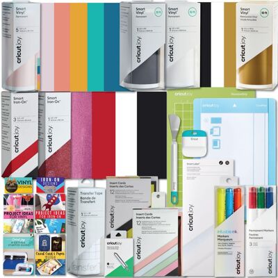 Cricut - Ultimate All-in-One Vinyl Rolls, Materials & Accessories Bundle for Joy Die-Cut Machines Cricut - Ultimate All-in-One Vinyl Rolls, Materials & Accessories Bundle for Joy Die-Cut Machines