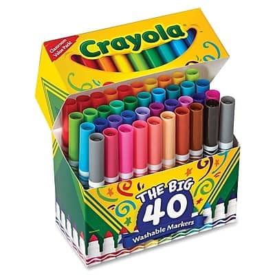 Crayola - The Big 40 Washable Markers, Conical Tip, 40/Pack - Assorted Ink Crayola - The Big 40 Washable Markers, Conical Tip, 40/Pack - Assorted Ink