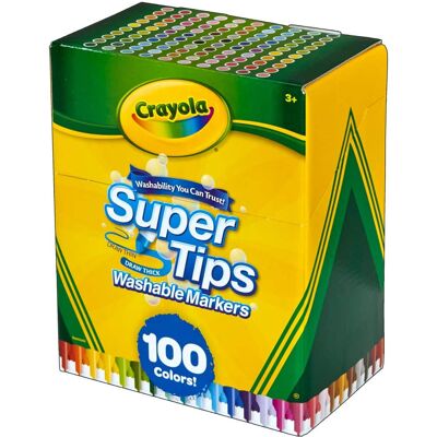 Crayola - Washable Super Tips Markers Pack of 100 - Assorted Crayola - Washable Super Tips Markers Pack of 100 - Assorted