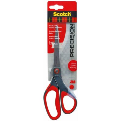 Scotch - Precision Scissors Straight Handles 8" Stainless Steel Gray 1 Each - Red Scotch - Precision Scissors Straight Handles 8" Stainless Steel Gray 1 Each - Red