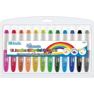 BAZIC Products - Washable Jumbo Silky Gel Crayons, 12 Colors BAZIC Products - Washable Jumbo Silky Gel Crayons, 12 Colors