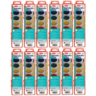 Charles Leonard - Semi-Moist Watercolor Paint Set Oval Pan with Brush 8 Assorted Colors 12 Sets Charles Leonard - Semi-Moist Watercolor Paint Set Oval Pan with Brush 8 Assorted Colors 12 Sets