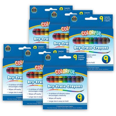 Teacher Created Resources - Colorful Dry-Erase Crayons, 9 Per Pack, 6 Packs Teacher Created Resources - Colorful Dry-Erase Crayons, 9 Per Pack, 6 Packs