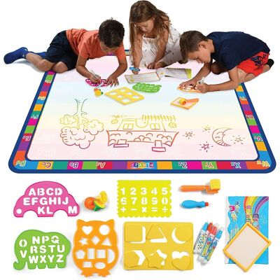 Play22 - Large Magic Water Doodle Mat - 22 PCS, 39x30 ABC Learning Drawing Board - Mess-Free, Safe, and Portable for Kids Play22 - Large Magic Water Doodle Mat - 22 PCS, 39x30 ABC Learning Drawing Board - Mess-Free, Safe, and Portable for Kids