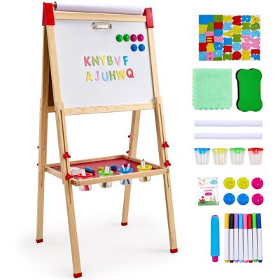 VEVOR - Art Easel for Kids, 3-in-1 Wooden Double-Sided Kid's Art Easel with Magnetic Whiteboard, Chalkboard & Paper Roll - Natural Wood Color VEVOR - Art Easel for Kids, 3-in-1 Wooden Double-Sided Kid's Art Easel with Magnetic Whiteboard, Chalkboard & Paper Roll - Natural Wood Color