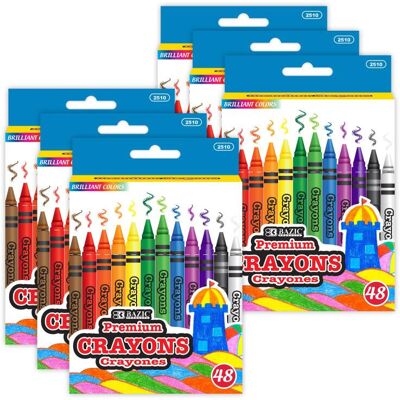 BAZIC Products - Premium Crayons, 48 Per Pack, 6 Packs BAZIC Products - Premium Crayons, 48 Per Pack, 6 Packs