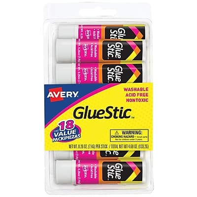 Avery - Glue Stic Glue Sticks, 0.26 oz., 18/Pack - White Avery - Glue Stic Glue Sticks, 0.26 oz., 18/Pack - White