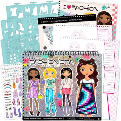 Fashion Angels - Fashion Angels: Sketch Portfolio Set - Fashionista - Fashion Outfit Design Pad Fashion Angels - Fashion Angels: Sketch Portfolio Set - Fashionista - Fashion Outfit Design Pad