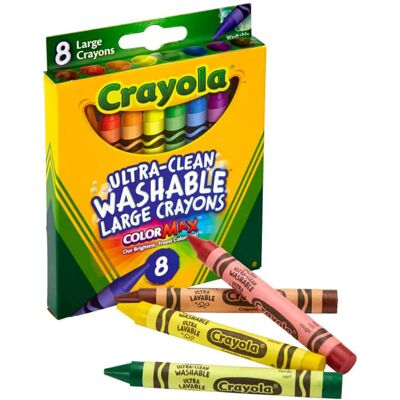 Crayola - Ultra-Clean Washable Crayons, Large Size, 8 Colors Crayola - Ultra-Clean Washable Crayons, Large Size, 8 Colors