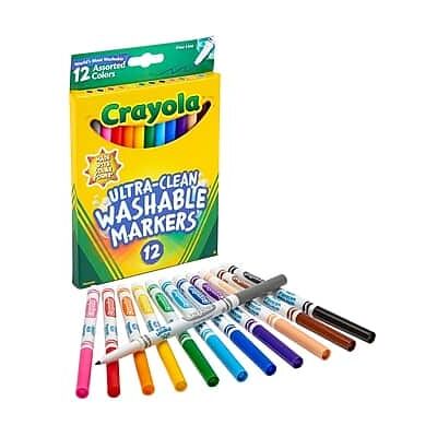 Crayola - Ultra-Clean Washable Markers, Fine, 12/Box - Assorted Colors Crayola - Ultra-Clean Washable Markers, Fine, 12/Box - Assorted Colors