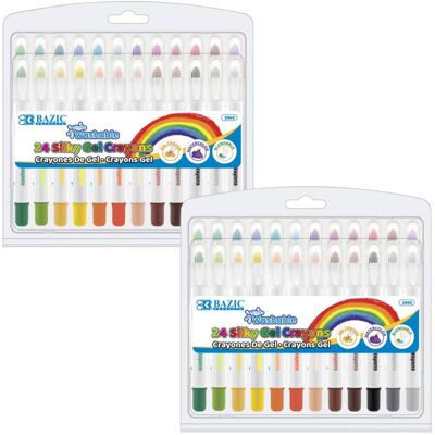 BAZIC Products - Washable Silky Gel Crayons, 24 Per Pack, 2 Packs BAZIC Products - Washable Silky Gel Crayons, 24 Per Pack, 2 Packs