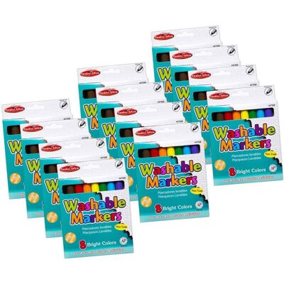 Charles Leonard - Creative Arts Washable Markers Broad Tip Colors 8 Per Box 12 Boxes - Assorted Charles Leonard - Creative Arts Washable Markers Broad Tip Colors 8 Per Box 12 Boxes - Assorted