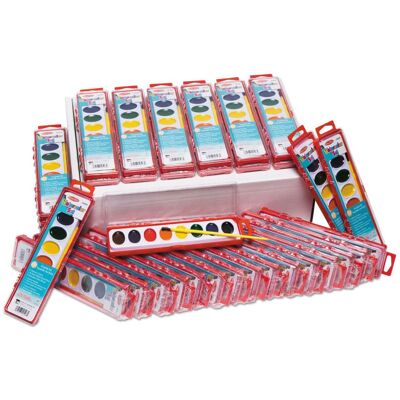 Charles Leonard - Semi-Moist Watercolor Paint Set 8-Color Oval Pan w/Brush 36 Sets Charles Leonard - Semi-Moist Watercolor Paint Set 8-Color Oval Pan w/Brush 36 Sets