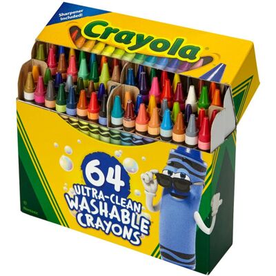 Crayola - Ultra-Clean Washable Crayons, Regular Size, Pack of 64 Crayola - Ultra-Clean Washable Crayons, Regular Size, Pack of 64